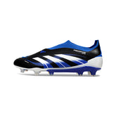 Adidas Predator 25 Elite Laceless Black White and Blue Firm Ground FG Football Boot