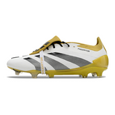 Chuteira für Naturrasen Adidas Predator 30 Elite mit Zunge FG in Weiß und Gold - VENI Futebol
