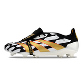 Chuteira Campo Adidas Predator 30 Elite Com Lingua FG Preta, Branca e Amarela - VENI Futebol