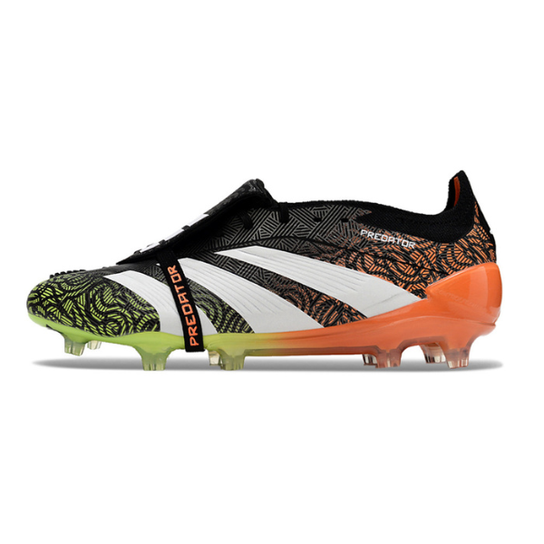 Chuteira Campo Adidas Predator 30 Elite Com Lingua FG Preta, Verde e Laranja - VENI Futebol