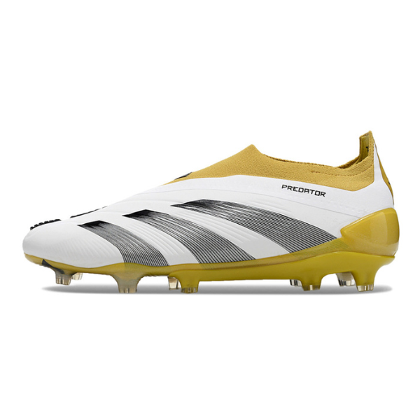 Chuteira Campo Adidas Predator 30 Elite Sem Cadarço FG Branca e Amarela - VENI Futebol