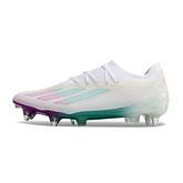 Adidas X Crazyfast.1 SG Fußballschuhe mit Aluminiumstollen, Weiß, Lila und Blau - VENI Futebol