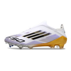 Adidas F50 Elite Laceless White Black and Gold Firm Ground FG Kids Football Boot