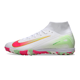 Nike Zoom Mercurial Superfly 10 Elite Kids White Pink and Green Turf TF Football Boot