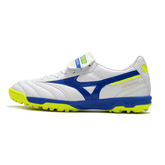 Mizuno Morelia Sala Classic TF Society-Fußballschuh, weiß, blau und gelb - VENI Futebol
