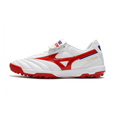 Mizuno Morelia Sala Classic TF Fußballschuh für Kunstrasen, Weiß, Rot und Schwarz - VENI Futebol