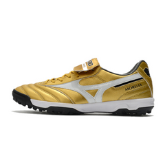 Chuteiras de futebol society Mizuno Morelia Sala Classic TF douradas - VENI Futebol