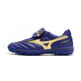 Fußballschuhe Mizuno Morelia Sala Classic TF für Kunstrasen, Dunkelblau und Gold - VENI Futebol