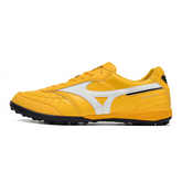 Mizuno Morelia Sala TF Society-Fußballschuhe in Gelb, Weiß und Schwarz - VENI Futebol