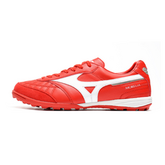 Chaussures de football pour gazon synthétique Mizuno Morelia Sala TF rouge et blanche - VENI Futebol