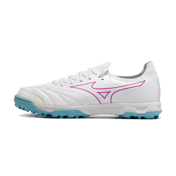 Mizuno Neo Sala TF Turf-Fußballschuh, Weiß und Hellblau - VENI Futebol