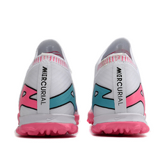 Chuteira de futebol Nike Zoom Mercurial Vapor 15 Elite TF Branca, Rosa e Azul - VENI Futebol