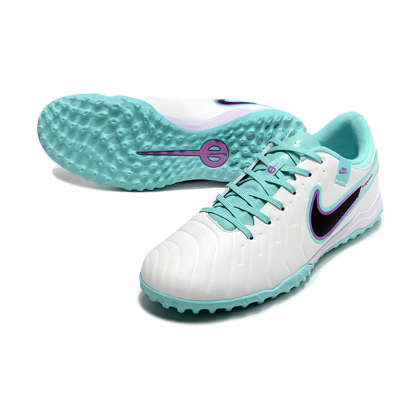 alt
Nike Tiempo 10 Legend Academy TF Kunstrasen-Fußballschuhe, Weiß und Blau - VENI Futebol