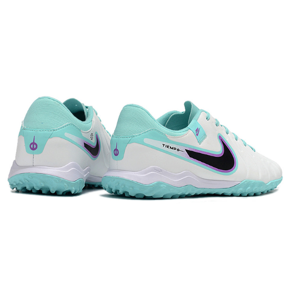 Nike Tiempo 10 Legend Academy TF Fußballschuhe für Kunstrasen, Weiß und Blau - VENI Futebol