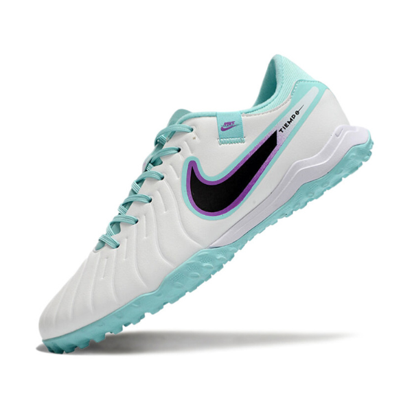 Nike Tiempo 10 Legend Academy TF Turf-Fußballschuhe Weiß und Blau - VENI Futebol