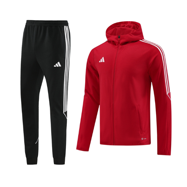 Adidas Set für kühle Tage: Jacke + Hose in Rot und Schwarz - VENI Fußball