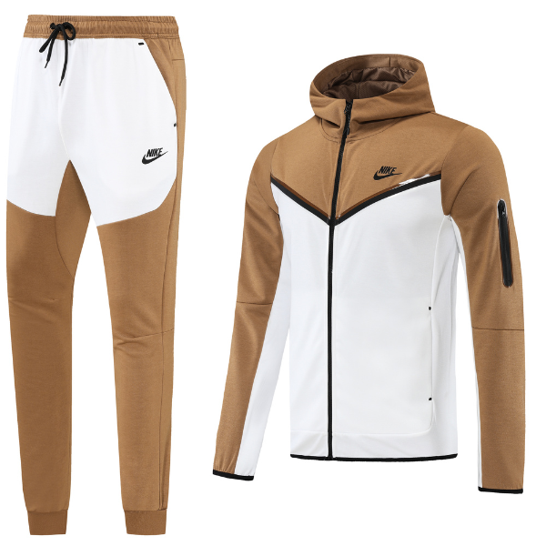Nike Tech-Fleece-Set: Jacke + Hose in Braun und Weiß - VENI Futebol