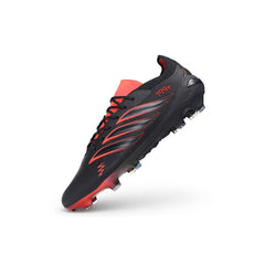 Adidas Predator 26 Elite Black and Red Leather Tech Pack Firm Ground FG Football Boot