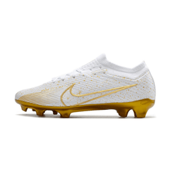 Chuteira de futebol Nike Zoom Mercurial Vapor 15 Elite FG branca e dourada - VN Esportes