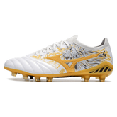 Chuteira Mizuno Morelia Neo III FG branca, dourada e preta - VN Esportes
