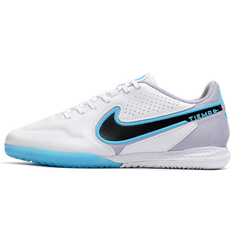Chaussures de futsal Nike Tiempo 9 Legend IC blanches, grises et bleues - VN Esportes