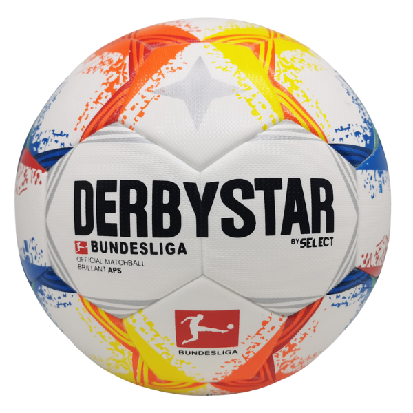 Derbystar Brillant APS Bundesliga 22-23 White Orange Blue and Yellow Football Ball