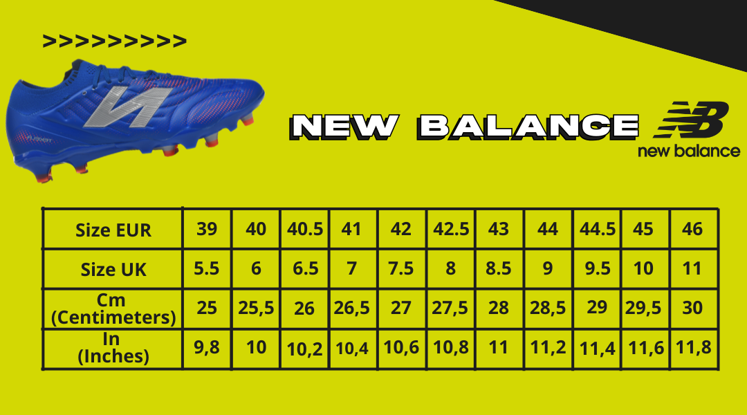 Chart Boots New Balance 39-46 EUR  6-11 UK