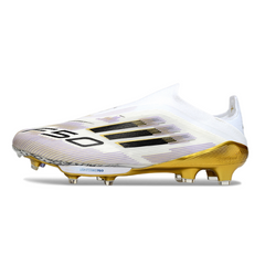 Adidas F50+ Elite Laceless White Black and Gold Firm Ground FG Football Boot
