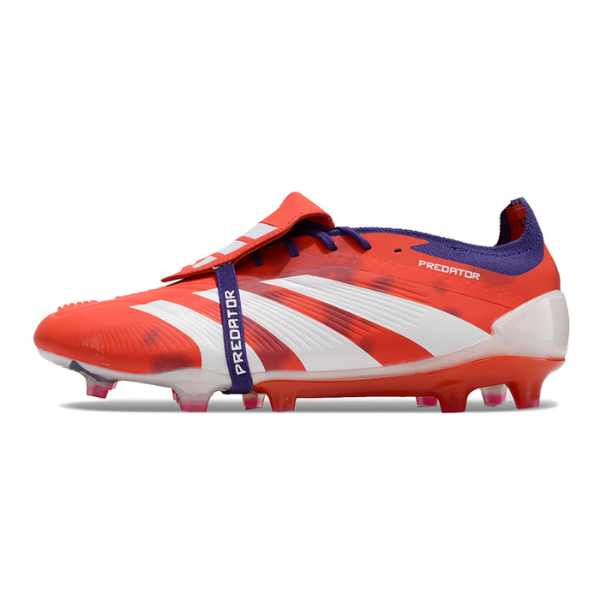 Chuteira Campo Adidas Predator 30 Elite Com Lingua FG Vermelha, Branca e Roxa - VENI Futebol