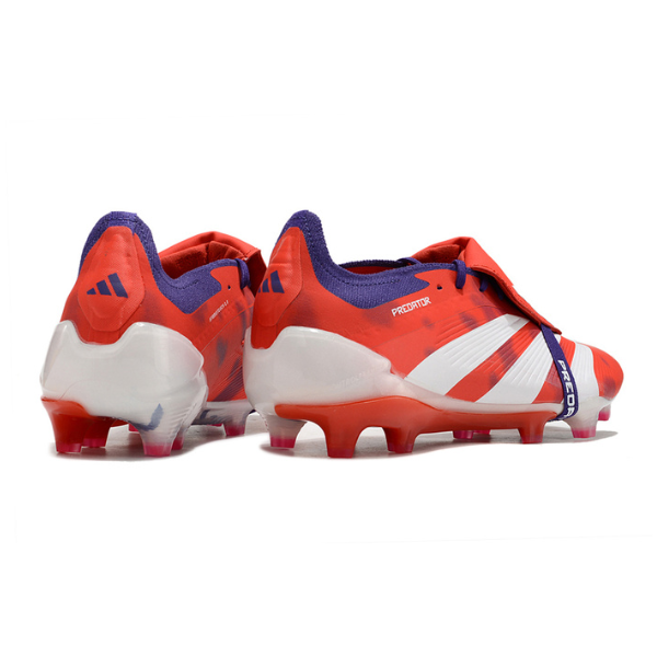 Chuteira Campo Adidas Predator 30 Elite Com Lingua FG Vermelha, Branca e Roxa - VENI Futebol