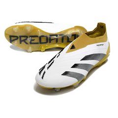 Chuteira Campo Adidas Predator 30 Elite Sem Cadarço FG Branca e Amarela - VENI Futebol