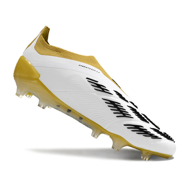 Chuteira Campo Adidas Predator 30 Elite Sem Cadarço FG Branca e Amarela - VENI Futebol