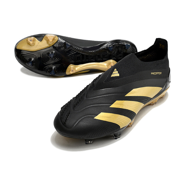 Chuteira Campo Adidas Predator 30 Elite Sem Cadarço FG Preta e Dourada - VENI Futebol