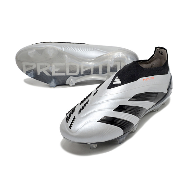 Chuteira Campo Adidas Predator 30 Elite Sem Cadarço FG Prata e Preta - VENI Futebol