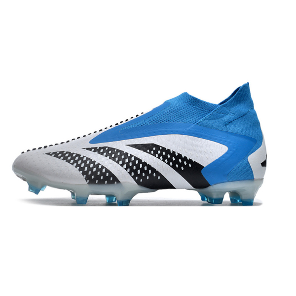 Chuteira Campo Adidas Predator Accuracy+ FG Branca, Azul e Preta - VENI Futebol