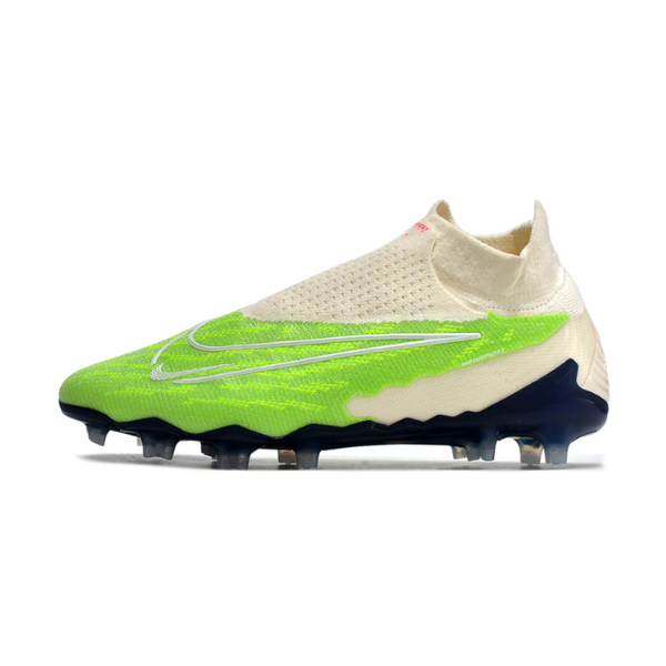 Chaussures de football Nike Phantom GX Elite DF FG vertes et blanches - VENI Futebol