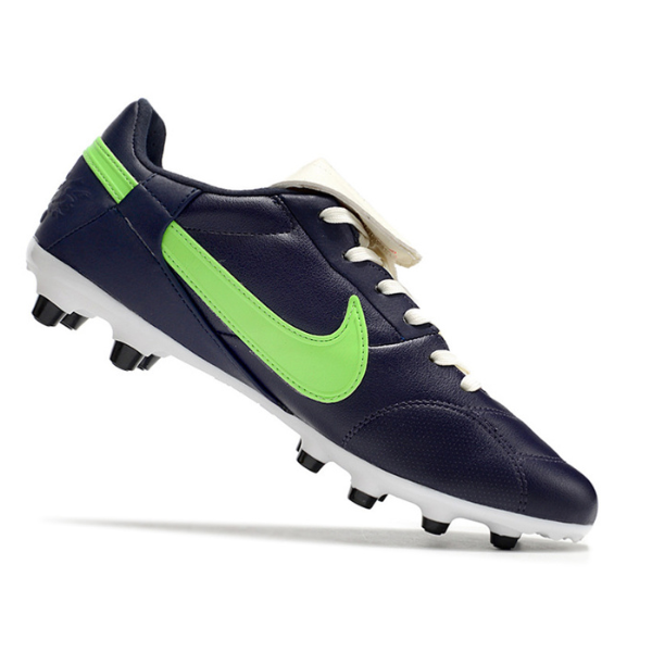 Chuteira Campo Nike Premier 3 FG Azul, Branca e Verde - VENI Futebol