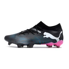 Puma Future 7 FG Fußballschuhe für Naturrasen, Schwarz, Hellblau und Rosa - VENI Futebol