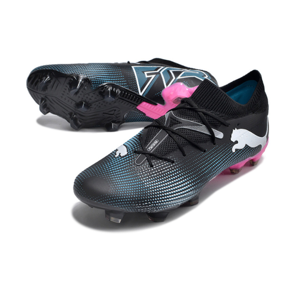 Puma Future 7 FG Fußballschuhe für Rasen, Schwarz, Hellblau und Rosa - VENI Futebol