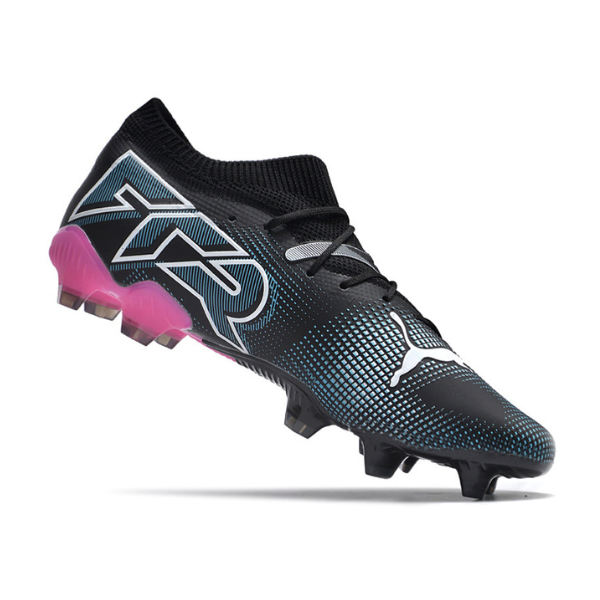 Puma Future 7 FG Fußballschuhe für Naturrasen, Schwarz, Hellblau und Rosa - VENI Futebol