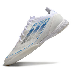 Adidas F50 Elite White and Blue Indoor IC Football Boot