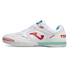 Joma Top Flex 24 IC White Red and Light Blue Indoor IC Football Boot