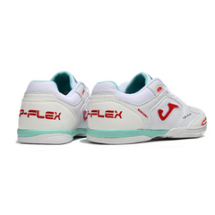 Joma Top Flex 24 IC White Red and Light Blue Indoor IC Football Boot