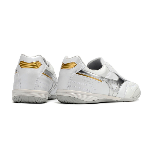 Chaussures de futsal Mizuno Morelia Sala Japan IC blanches et argentées - VENI Futebol
