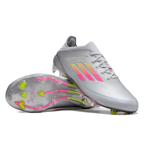Kinder-Fußballschuhe für Rasen Adidas F50 Elite FG in Weiß, Rosa und Gelb - VENI Futebol
