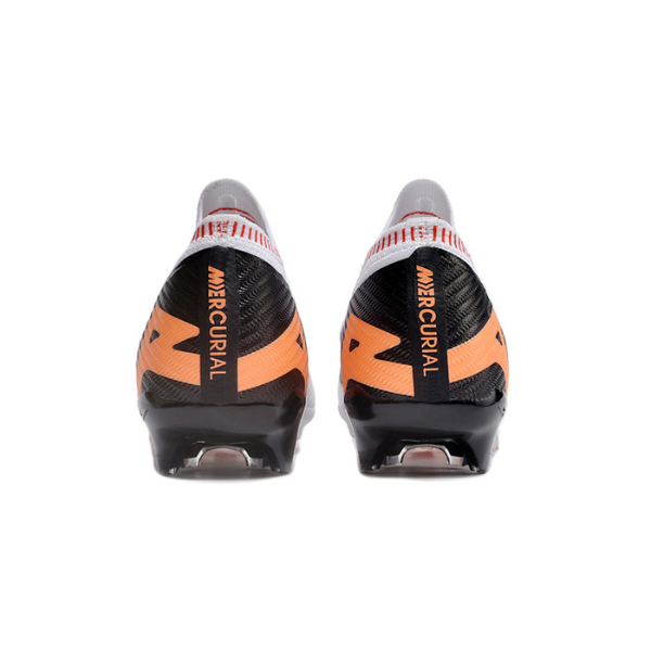 Crampons enfant Nike Zoom Mercurial Vapor 15 Elite FG blancs, noirs et orange - VENI Futebol
