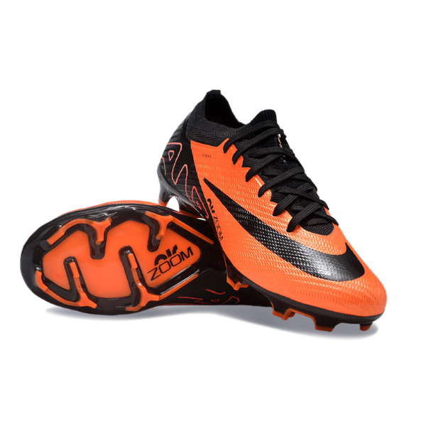 Kinder-Fußballschuhe für Naturrasen Nike Zoom Mercurial Vapor 15 Elite FG in Orange und Schwarz - VENI Futebol