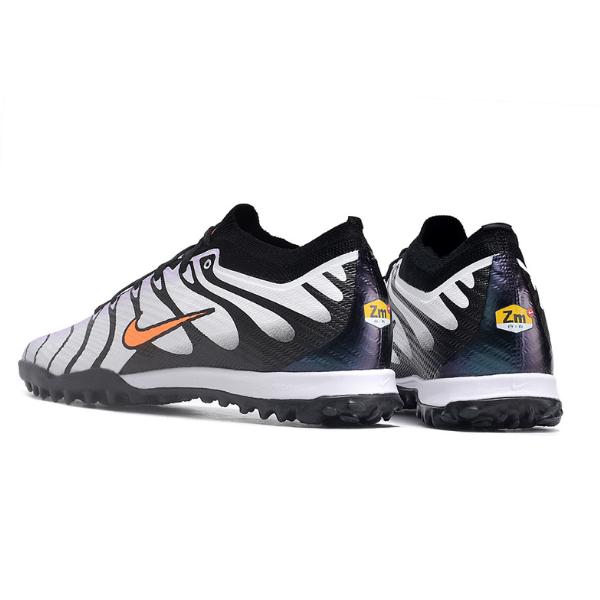 Chuteira Infantil Society Nike Zoom Mercurial Vapor 15 Elite TF Branca,Preta e Laranja - VENI Futebol