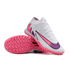 Chuteira para relva sintética Nike Zoom Mercurial Vapor 15 Elite TF branca, rosa e azul - VENI Futebol