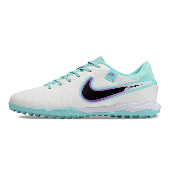 Chuteira Society Nike Tiempo 10 Legend Academy TF Weiß und Blau - VENI Futebol